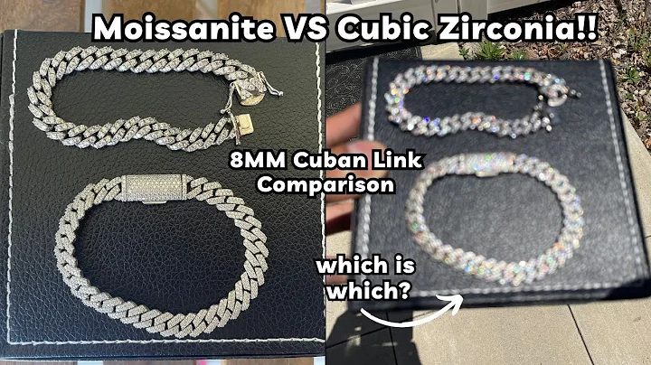 MOISSANITE VS CUBIC ZIRCONIA! (8MM ICED OUT CUBAN LINK COMPARISON)