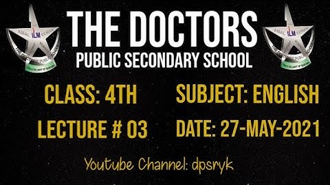 Class 4th English Lecture # 3 [27-May-2021] dpsryk