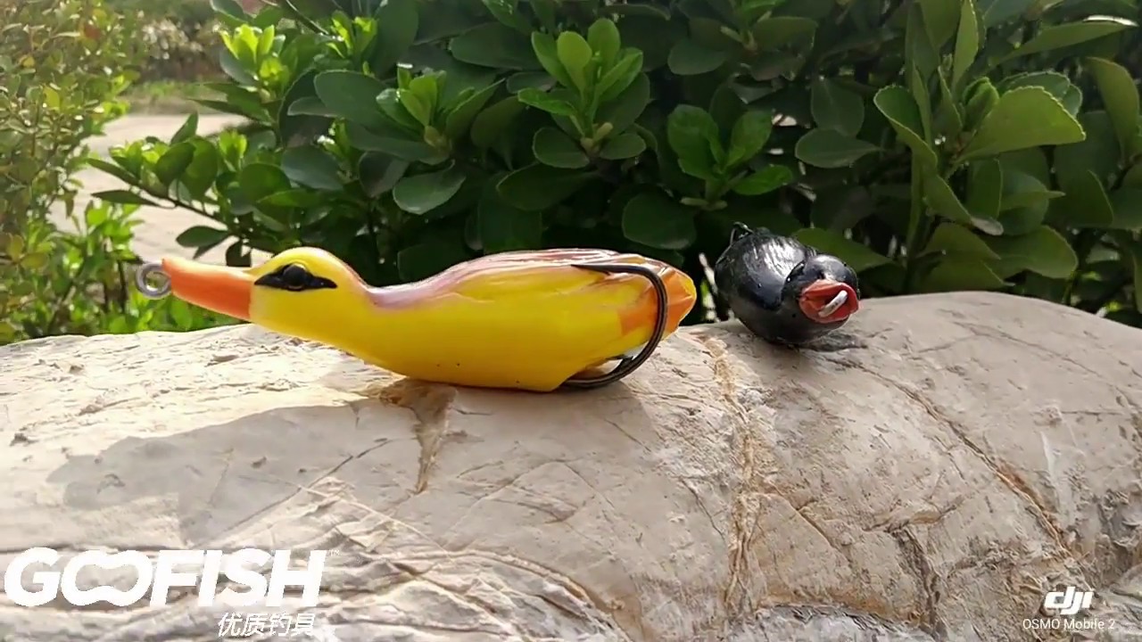 Goofish 3D Top water Action Duck Lure for bass with double hooks