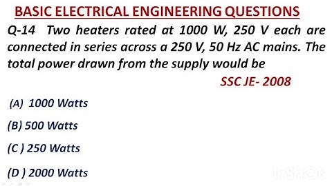 BEE Questions|| Bee numericals|| Basic Electrical Problems 