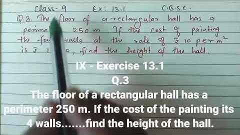 IX - Exercise 13.1 Q.3 The floor of a rectangular hall has a perimeter 250 m. If the cost of the
