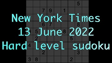 Sudoku solution – New York Times sudoku 13 June 2022 Hard level