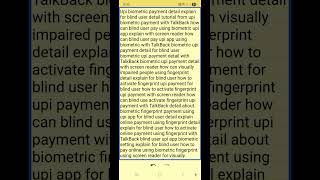 Finally Biometric Upi Payment For Blind Users How To Enable It Accessible Online Payment