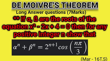 If α,β are the roots of equation x²-2x+4=0 then positive integer n show that αⁿ+βⁿ =  2ⁿ⁺¹cos(nπ/3)