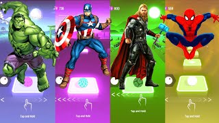 Hulk 🆚 Captain America 🆚 Thor 🆚 Spiderman | Marvel Heroes | Tiles Hop Fun Ball