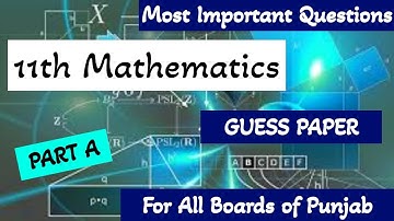 Mathematics Guess Paper 2021 Class 11-Most Important questions according to smart syllabus-Part A