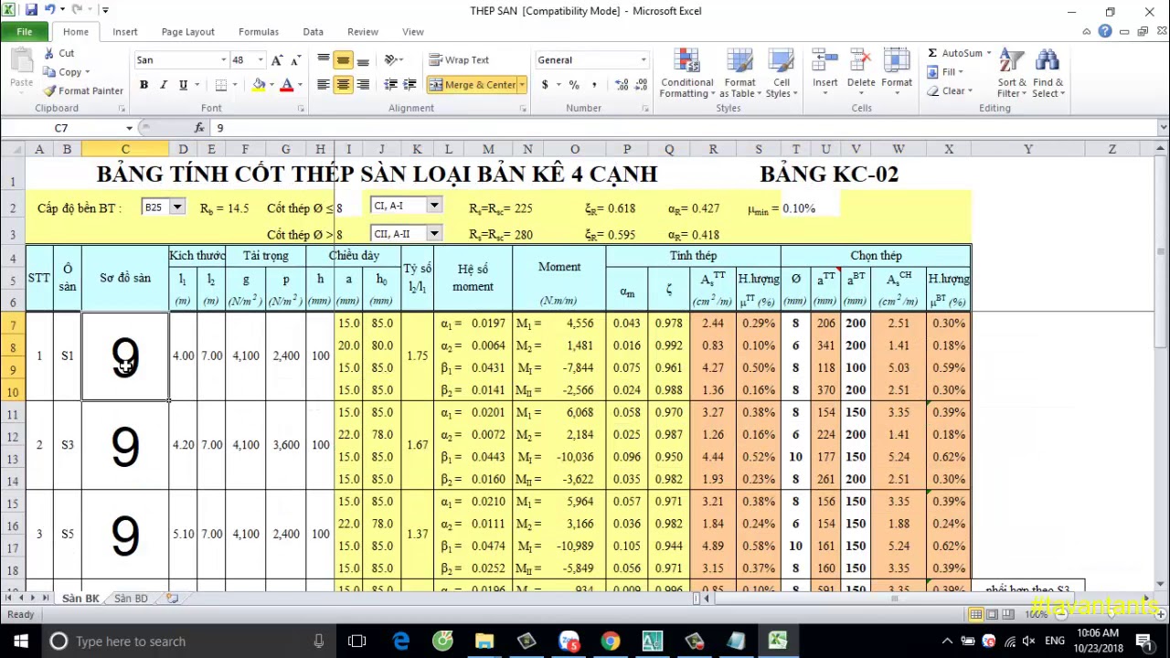 ✅ FILE EXCEL TÍNH THÉP SÀN BẢN KÊ 4 CẠNH VÀ BẢN LOẠI DẦM ✅ FILE EXCEL TÍNH THÉP SÀN BẢN KÊ 4 CẠNH VÀ BẢN LOẠI DẦM
