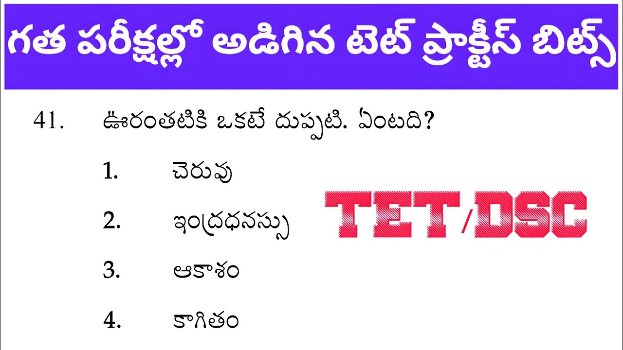 గత పరీక్షల్లో అడిగిన టెట్ ప్రాక్టీస్ బిట్స్|టెట్|DSC|
