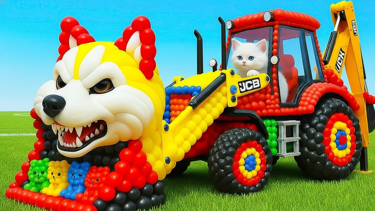 The mascot vibrato assistant JCB and Tractor placed on the football field is popular, co produced