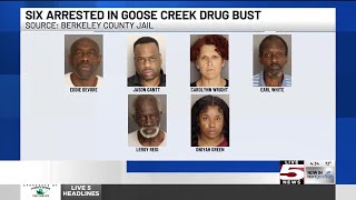 VIDEO: Deputies arrest 6, seize drugs and guns in Goose Creek area; 7th person at large