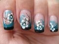 Nail art: Double colored french tip with flower