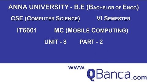 QBanca | Anna University-2013 R | CSE DEPT(6TH SEM) | IT6601- MOBILE COMPUTING |  Unit 3 | Part-2