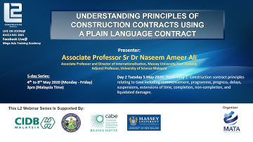 5 May 2020 - Understanding Principles of Construction Contracts Using A Plain Language Contract