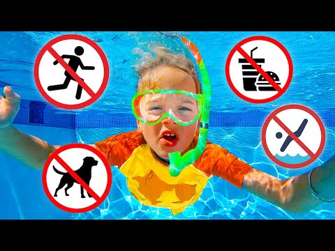 يتعلم الأطفال قواعد السلامة في المسبح