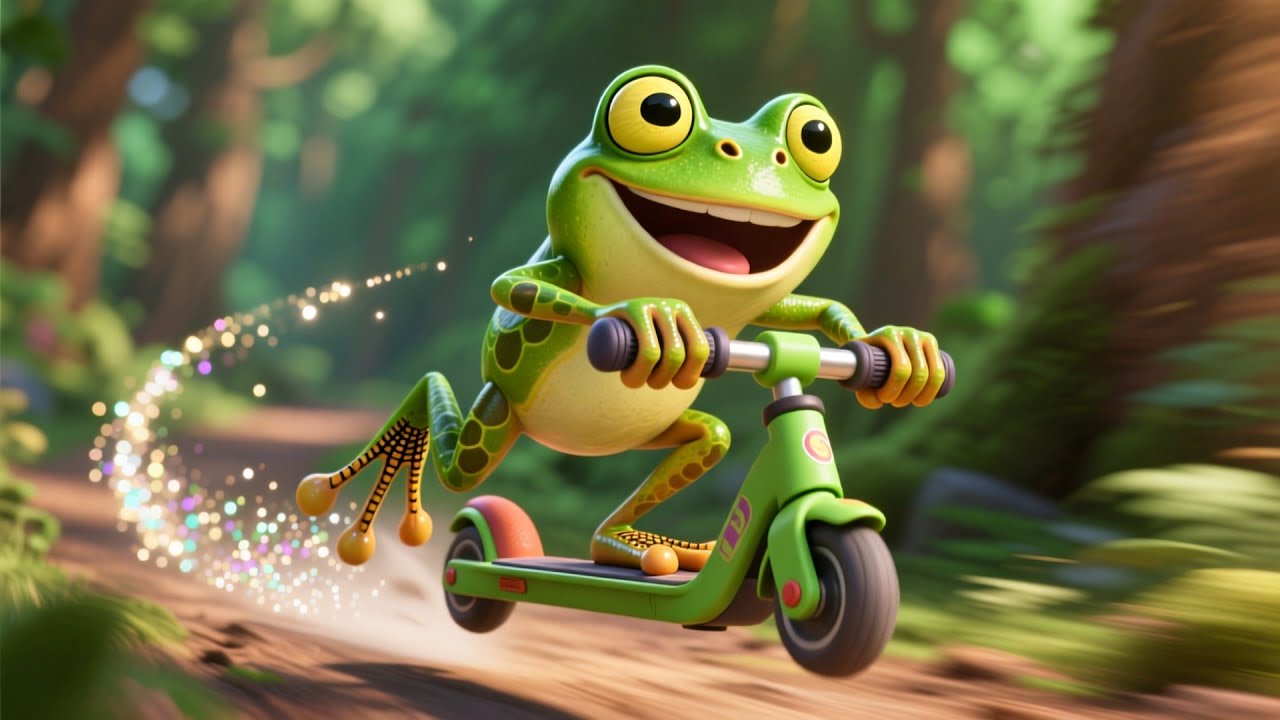 Frog on a Flying Scooter | Adventure Song for Kids | Fun Learning Nursery Rhymes and Baby Songs