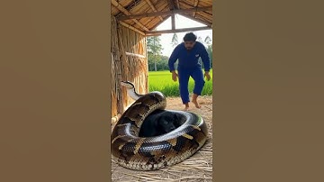 Shocking Moment! Python Wraps Around Puppy #AnimalLove #WildlifeShorts #AnimalRescue #PythonVsPuppy