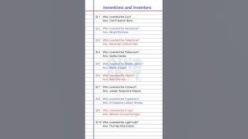 Inventions and Inventors #quiz #generalknowledge #science