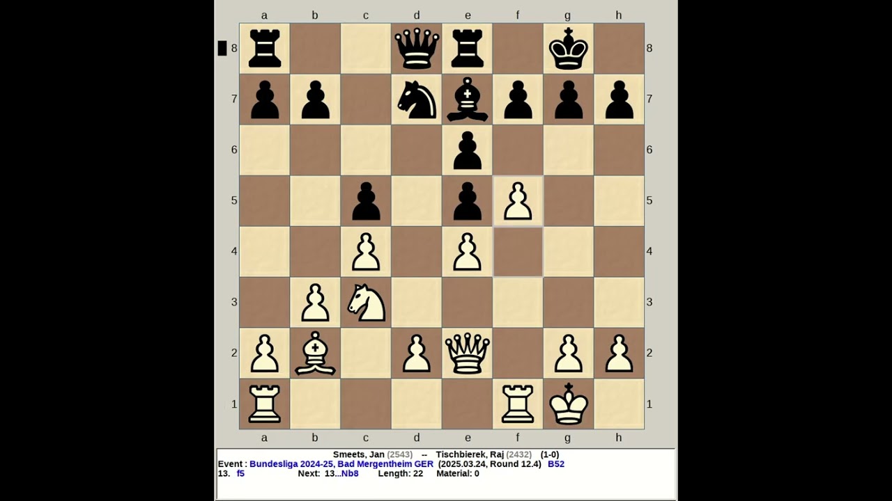 Smeets, Jan vs Tischbierek, Raj | Bundesliga Chess 2024 2025, Bad Mergentheim Germany