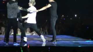 Niall and Liam doing a limbo battle, Antwerp 1st May Take me Home Tour!