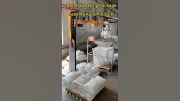 Robot open the bag and automatic feed powder into production line#machine #PP manufacturing factory