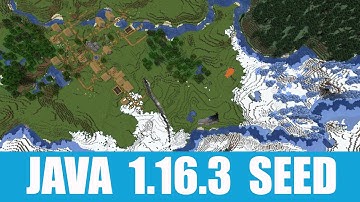 Minecraft Java 1.16.3 Seed: Village with an exposed mineshaft at spawn + igloo with basement
