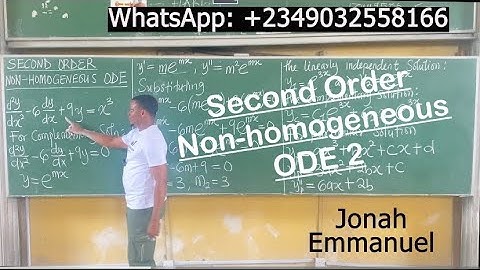 Part 2 Second Order Non-Homogeneous Ordinary Differential Equations Example and Solution