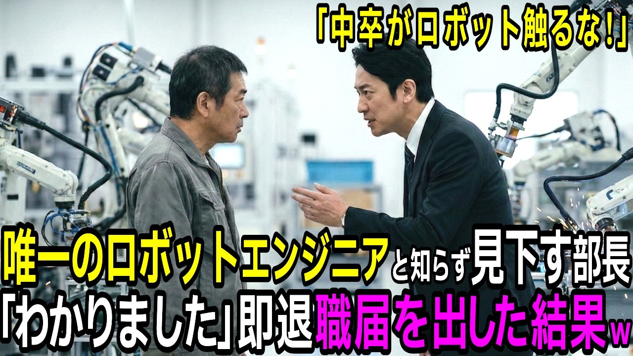 唯一のロボットエンジニアと知らず中卒派遣を見下す部長→「わかりました」即座に退職届を出して消えた結果ｗ【スカッとする話】