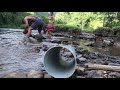 Primitive wild: Build Fish Traps Of Stone with PVC Pipes - Amazing A Lot Fish Trap
