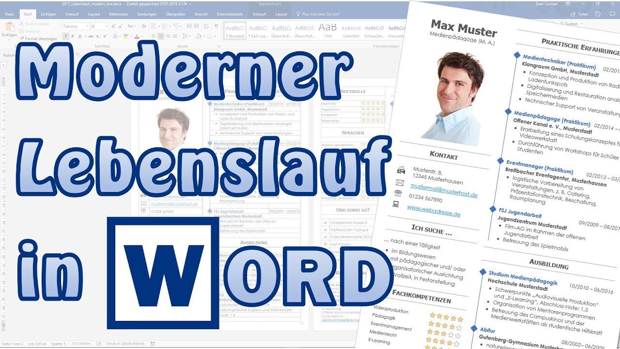 Lebenslauf modern in Word [Bewerbung, Studium, Akademiker ...