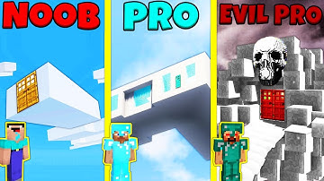 Minecraft Battle: NOOB vs PRO vs EVIL PRO: CLOUD HOUSE BUILD CHALLENGE / Animation