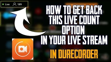 IF YOU LOOSE YOUR LIVE COUNT OPTION IN YOUR #DURECORDER