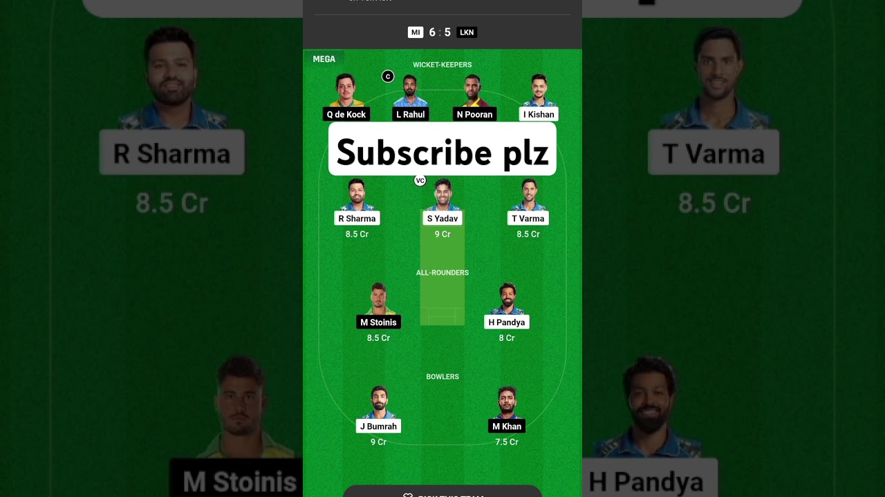 Mi vs Lkn dream11 team | Lucknow vs Mumbai dream11 team today 