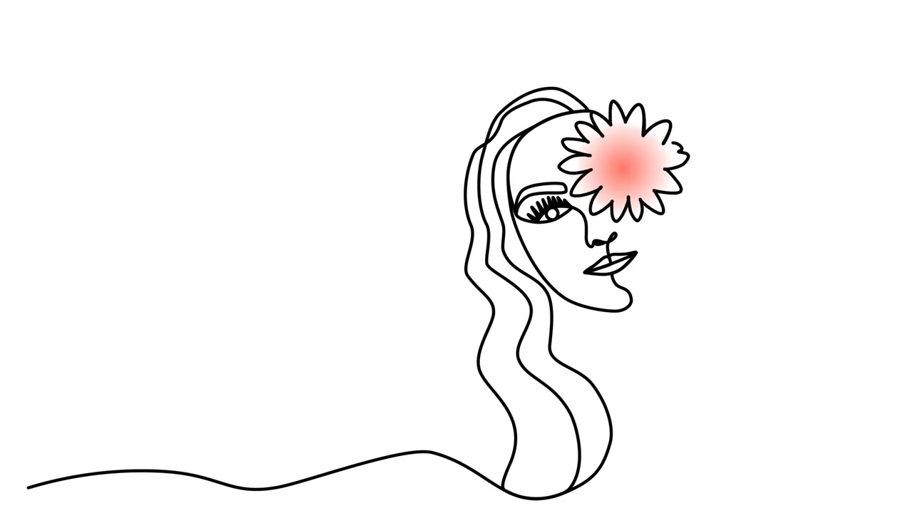 animation of a solid face drawing with one line. one line video