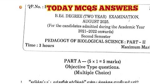 TNTEU B.Ed II-SEMESTER: MCQS ANSWERS PEDAGOGY OF BIOLOGICAL SCIENCE 