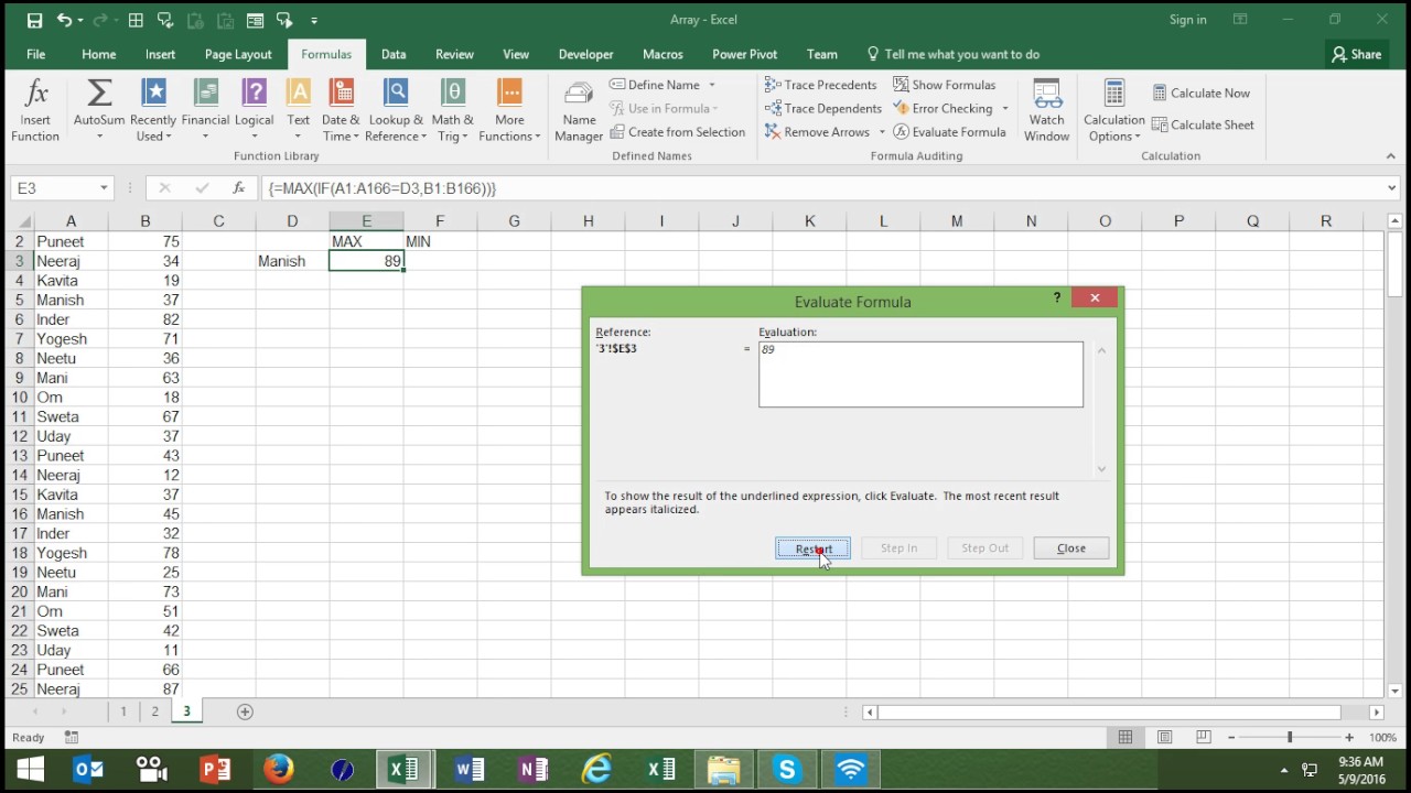 3E Advanced Excel & MIS Tutorials: Array , max, min, Large, Small ...