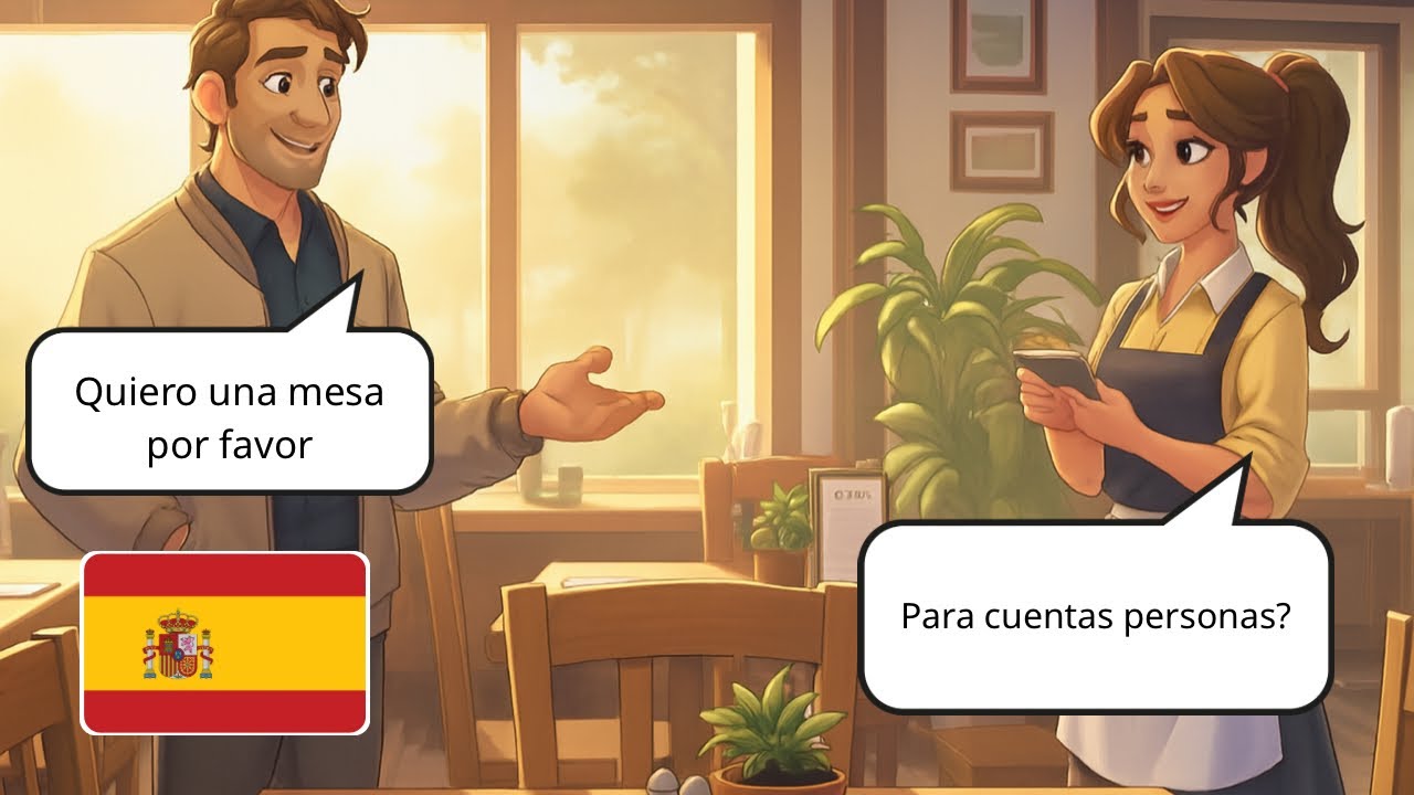 ابدأ في فهم الإسبانية بسهولة و سرعة من خلال هذا الحوار 🔥 طلب طاولة في المطعم