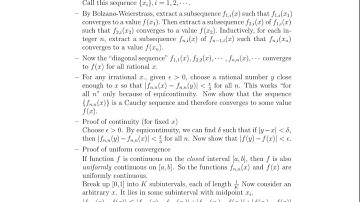 Math 23b.  Week 7, Video 3: The Ascoli-Arzela Theorem (20.4)
