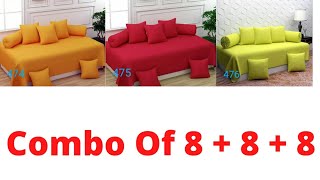 Diwan Set With 8 Pieces , 1 Single Bedsheet , 5 Cushion Covers, 2 Bolster Covers ----- Combo Of 8