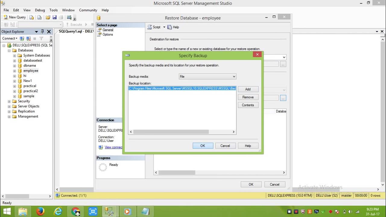backup || restore database in sql server 2014 || 2008 || 2008R2 || 2012 ...