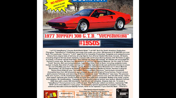 1977 Ferrari 308 GTB Vetroresina Coupe - Owner Int...