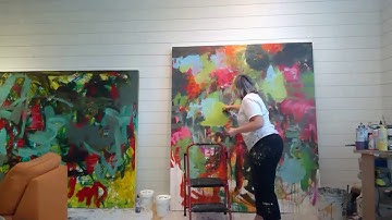 Part 2 Large Abstract painting in progress by Fine artist Lori Mirabelli