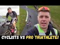 Cyclists vs pro triathlete crit race