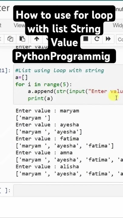 For Loop and List string Handling! python programming #python #ai - YouTube