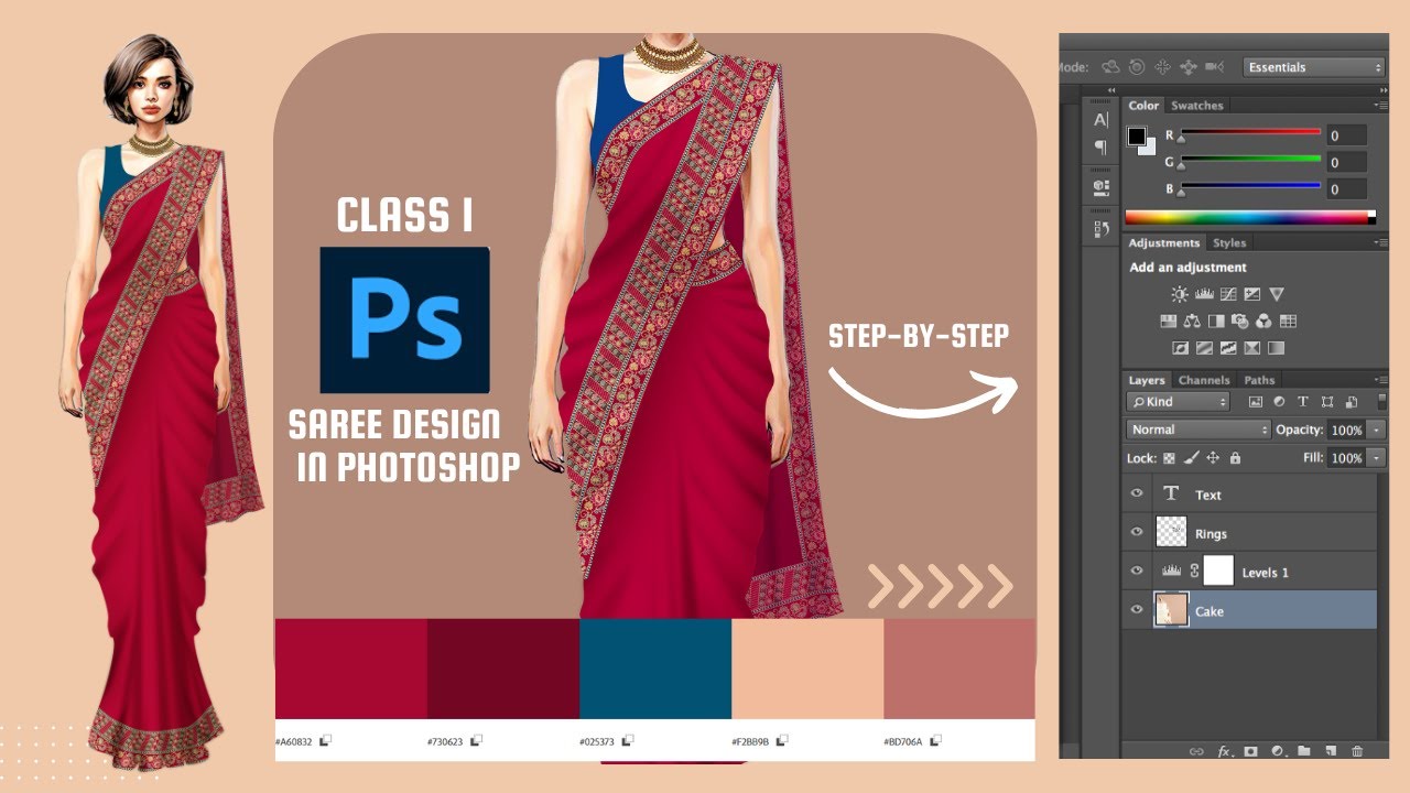 Saree Layout Indesign How to Design a Saree Illustration in Photoshop | Step-by-Step Tutorial ...