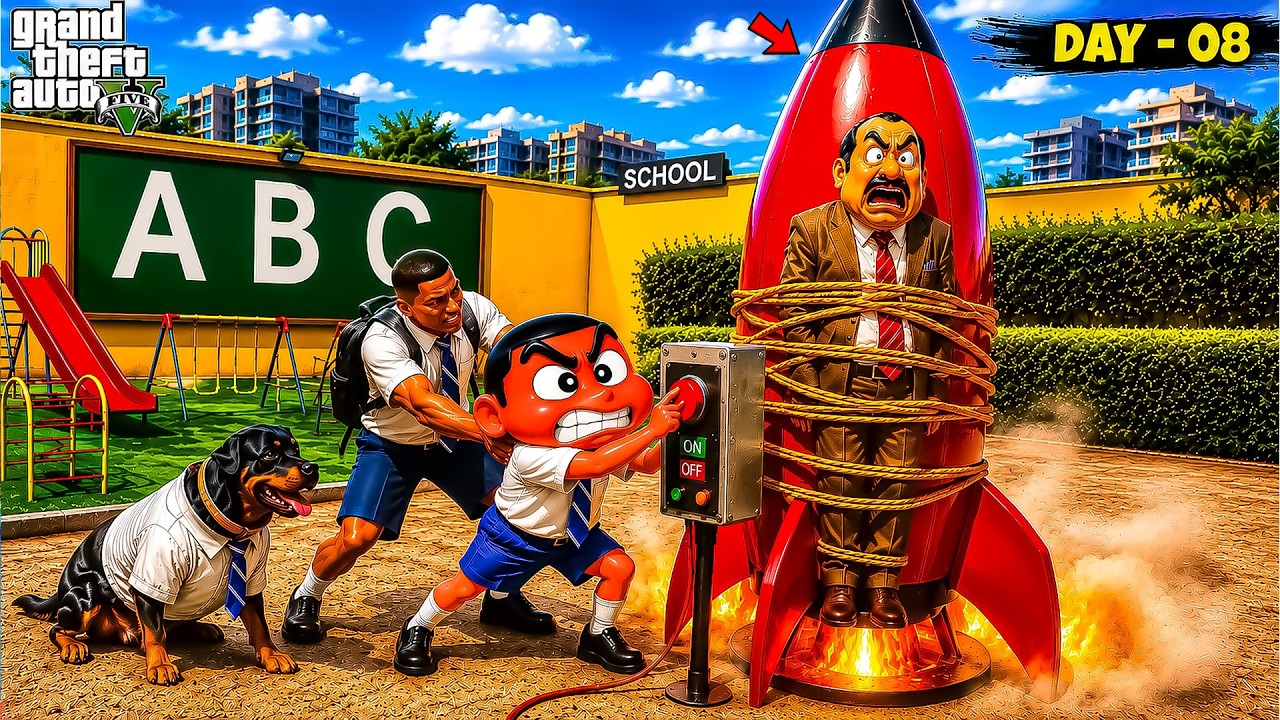 Franklin Shinchan & Chop Launched The Principal Into The Sky! 🚀😱 | GTA 5 Telugu Gameplay