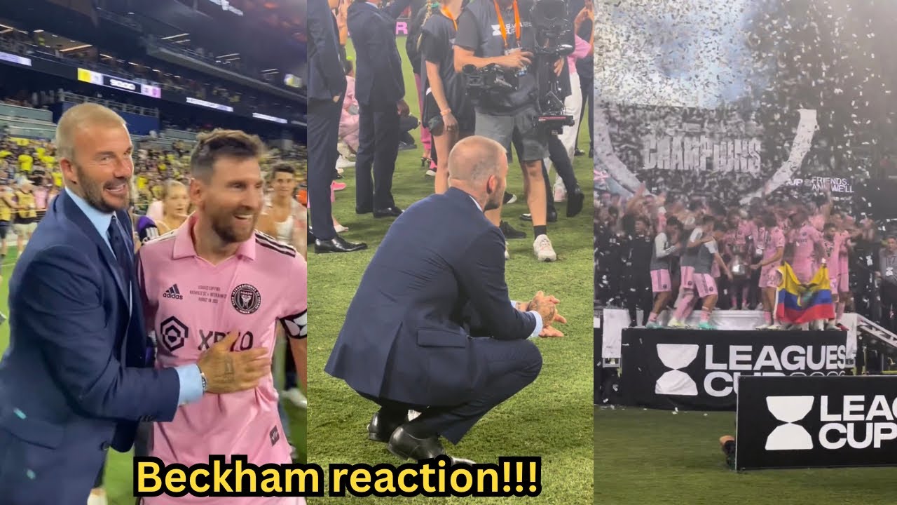 Beckham reaction as Messi and Inter Miami lift Leagues Cup trophy.