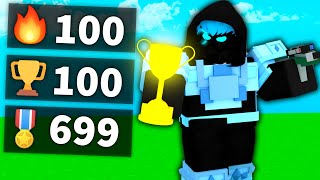 100% win rate challenge in Roblox Bedwars..