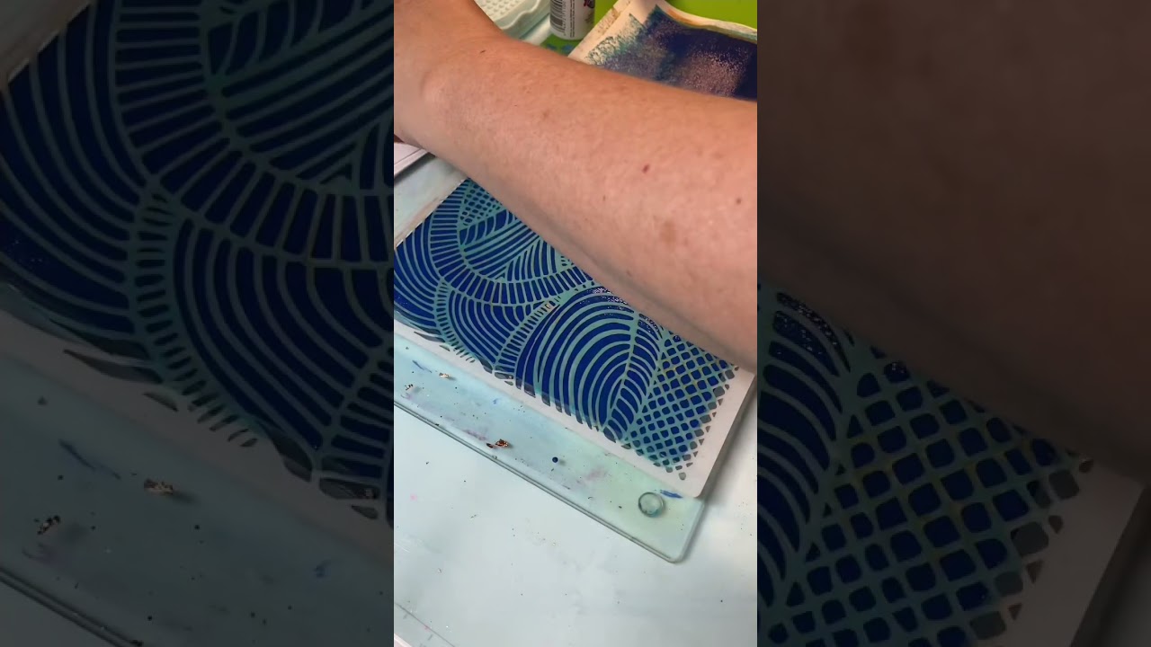 Gel printing with a stencil metallic paint 