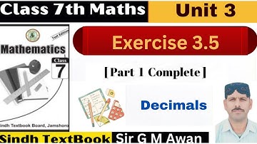 Exercise 3.5 || Part I || Class 7 Math [ Sindh Textbook Board ]