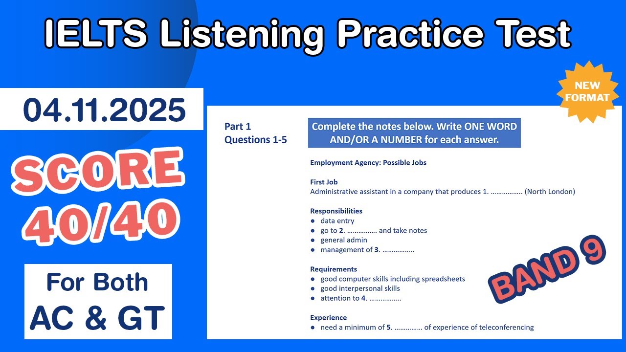 IELTS Listening Practice Test 2025 With Answers 04.11.2025 - Test #133 ...
